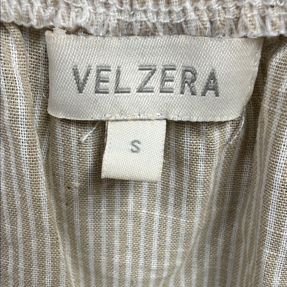 Velzera Beige and White Striped Blouse - Picture 2 of 7